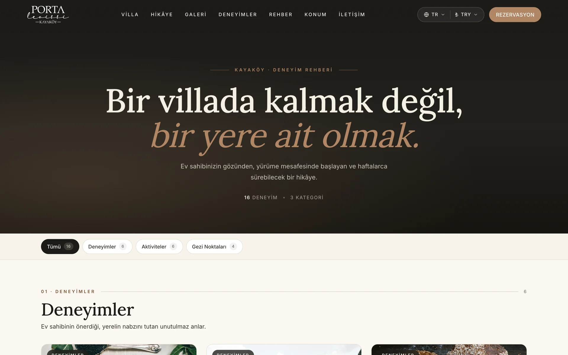 Experiences: trips and activities in the region, the content network built around the stay.