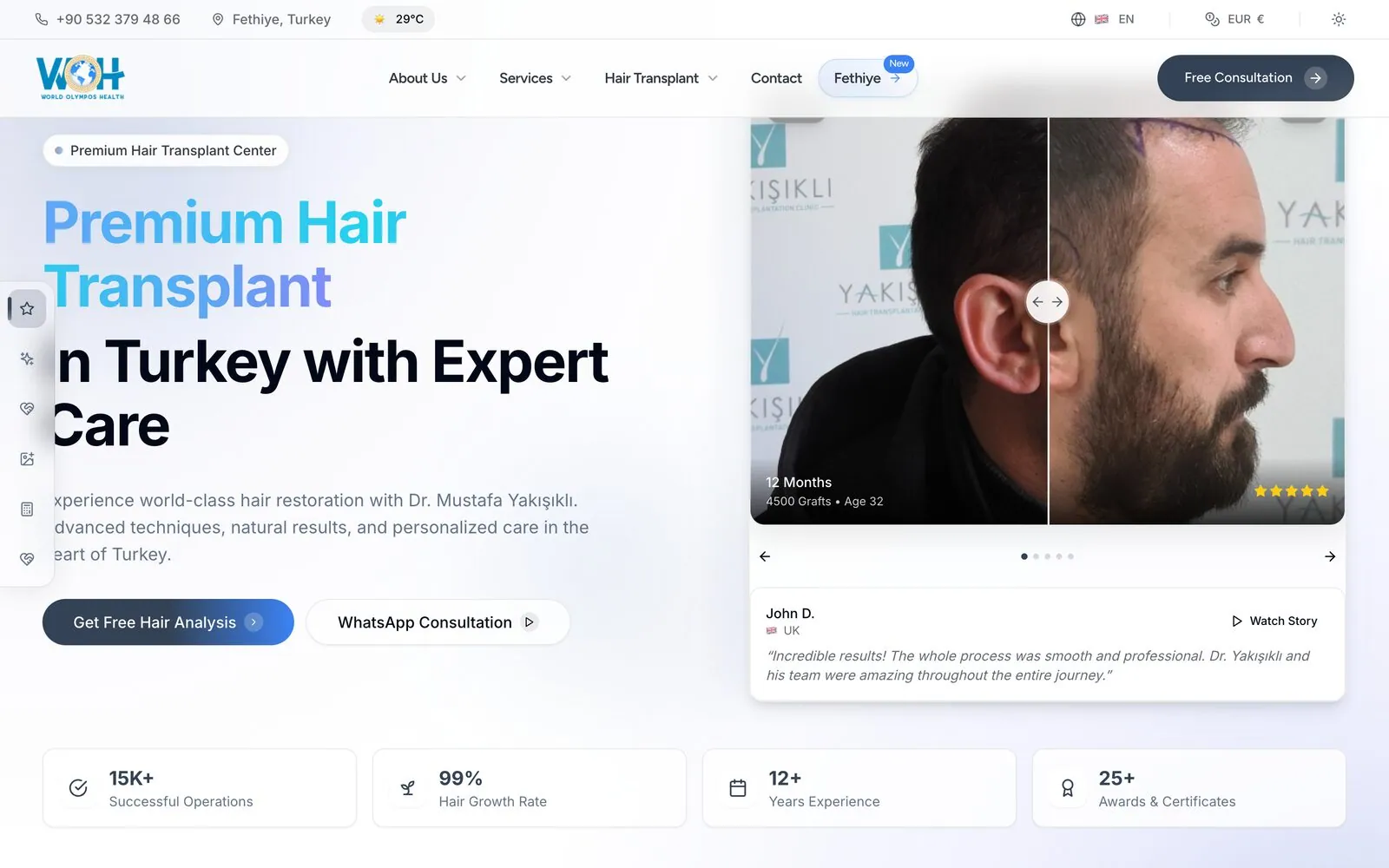 The hair transplant page: techniques, outcome indicators, the surgeon and scores from independent platforms.